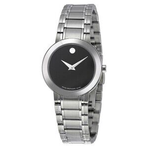 Movado Stiri Black Dial Stainless Steel Ladies Watch